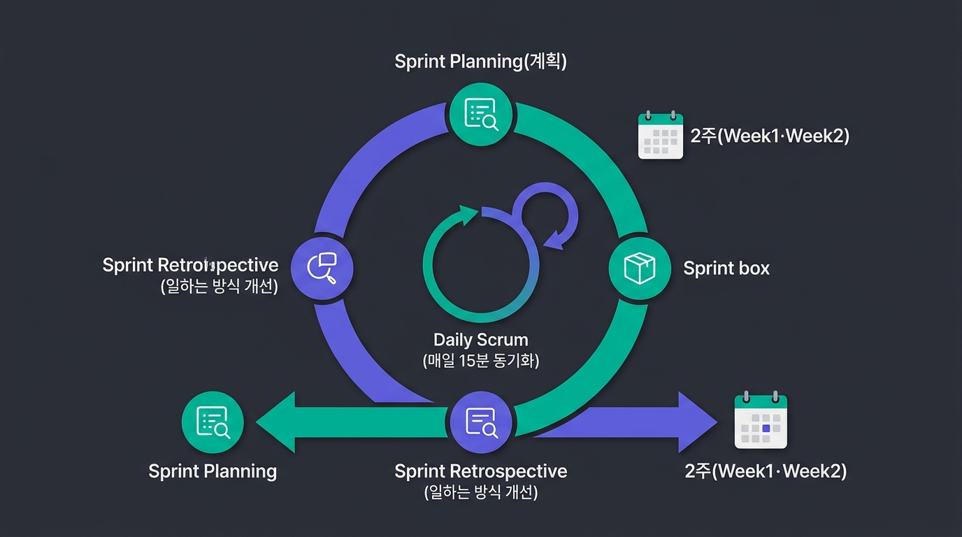 🎨 A circular Sprint rhythm diagram for one 2-wee…