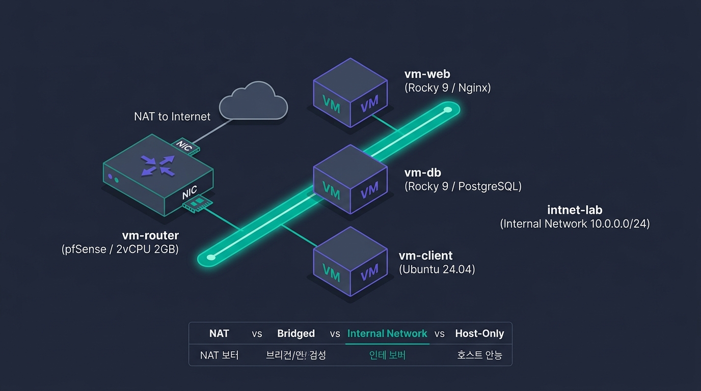 🎨 Editorial isometric diagram of a 4-VM lab topo…