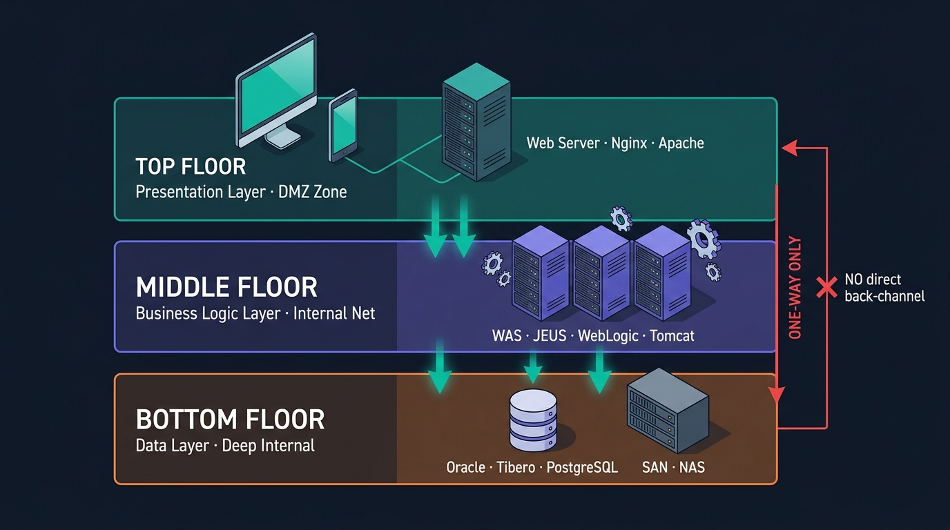 🎨 Editorial isometric architecture diagram on da…