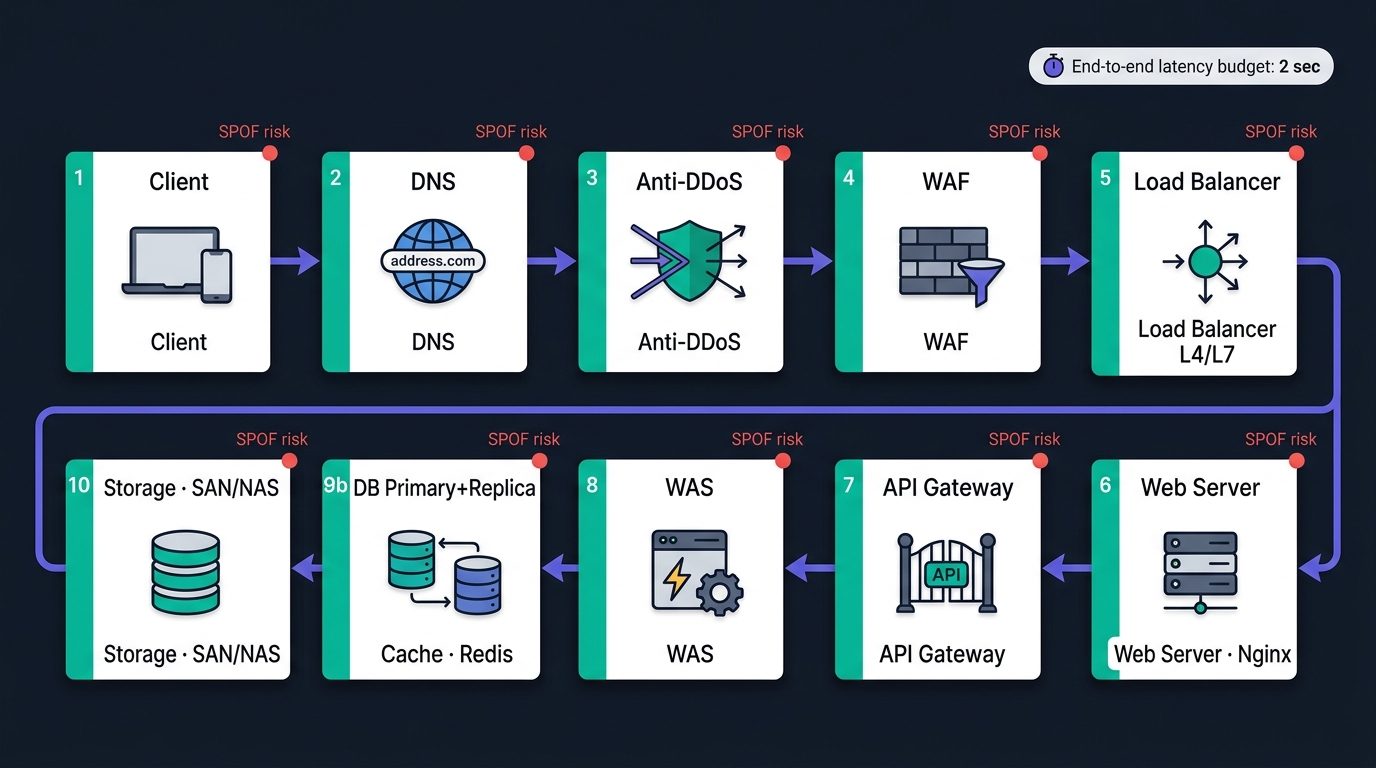 🎨 Editorial horizontal flow diagram on dark navy…
