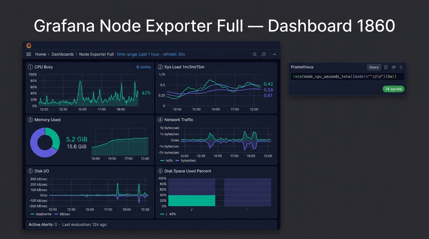 🎨 Editorial Grafana dashboard mockup on dark nav…