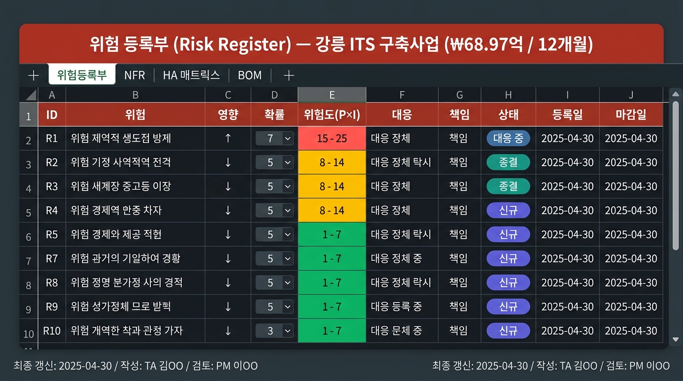 🎨 Photorealistic Risk Register spreadsheet mocku…