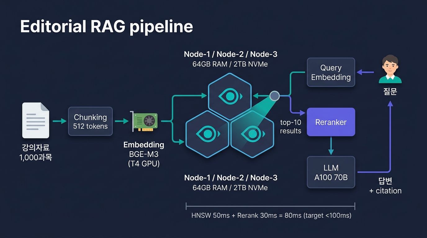 🎨 Editorial RAG pipeline diagram on dark backgro…