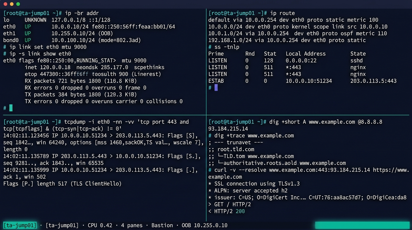 🎨 Editorial Linux terminal mockup on dark navy b…