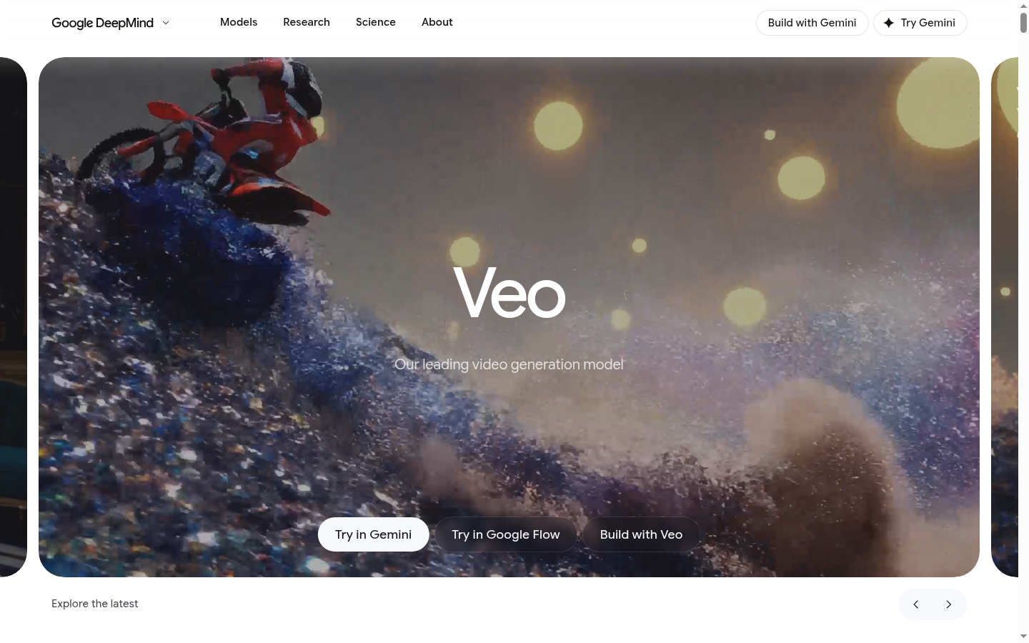 Google DeepMind Veo 모델 페이지