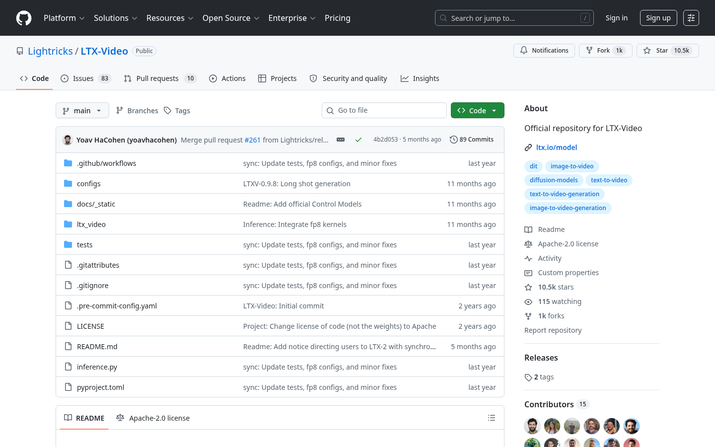 Lightricks LTX-Video GitHub 저장소