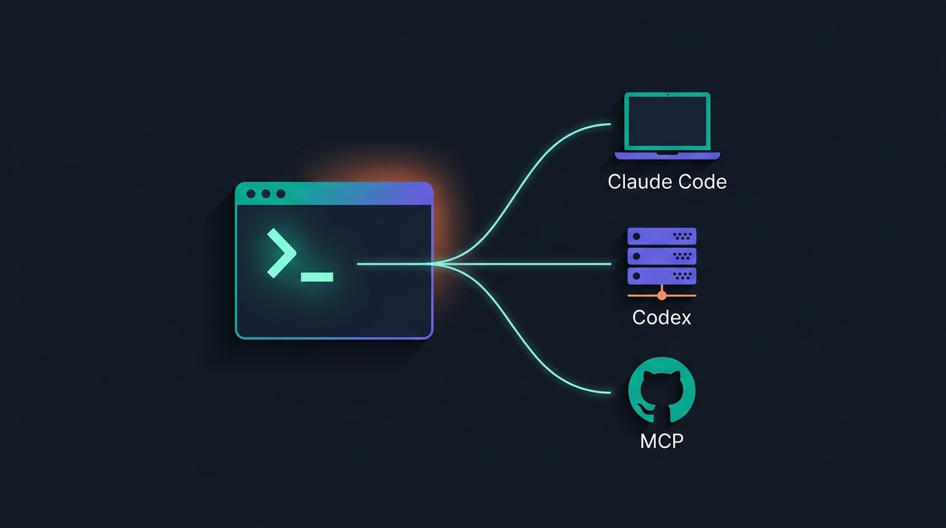 Session 0 도입 — 터미널 프롬프트에서 Claude Code · Codex · MCP 로 뻗는 세 갈래